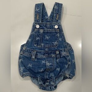 Old Navy Blue Denim Overalls with Butterfly Print